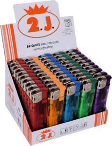 Briquets Slim Gaz Rechargeables - Lot de 50 Translucides