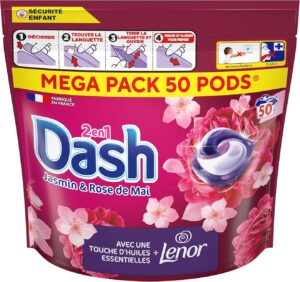 Capsules Lessive Dash 2-en-1 Jasmin & Rose - 50 Lavages