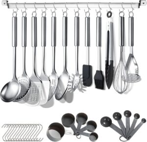 Ensemble 38 Ustensiles Cuisine Acier Inox avec Support