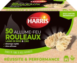 HARRIS - 50 rouleaux allume-feu 100% naturels en bois FSC