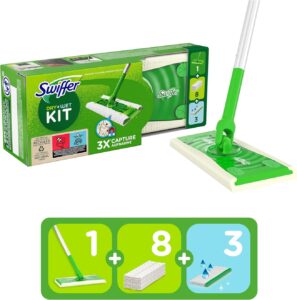 Kit Balai Swiffer Complet : 8 Lingettes Sèches + 3 Humides