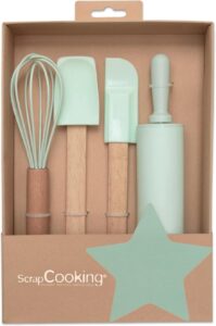 Kit Pâtisserie Enfants - 4 Ustensiles en Bois & Silicone