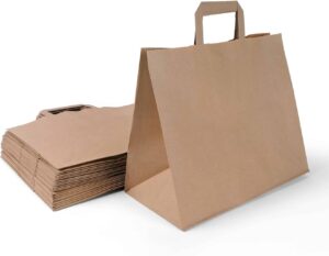 Lot de 250 sacs kraft marron avec anses - 26x17x25 cm