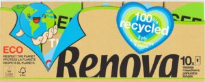 Mouchoirs étuis Recyclés Renova - 10 paquets 4 plis