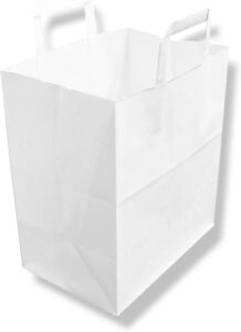 Sacs Kraft Blanc 26x17x29 cm avec Anses Plates - Lot de 250