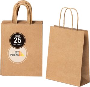 Sacs Papier Kraft 32x24x11 cm | 25 Anses pour Cadeaux