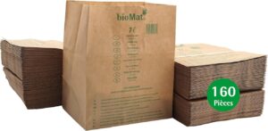 Sacs Poubelle Compostables 7L en Papier Kraft - 160 pièces