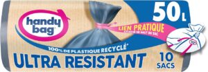 Sacs Poubelle Ultra Résistants 50L - 10 Sacs Recyclés