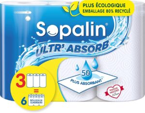 Sopalin Ultr’Absorb : 3 Maxi rouleaux ultra absorbants FSC