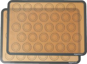 Tapis de cuisson en silicone pour macarons – 2 pièces beige/gris