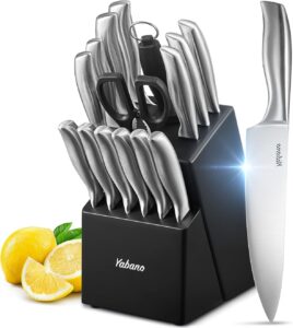 Yabano : Set de 16 couteaux de cuisine en acier inoxydable