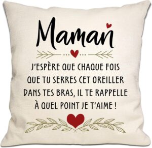 Coussin Maman : Message d'Amour - Cadeau Anniversaire