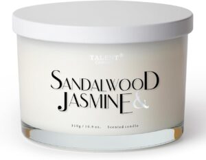 Découvrez la Bougie Parfumée TALENT en Cire de Soja - Bois de Santal et Jasmin