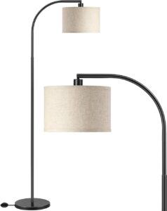 EDISHINE Lampadaire Noir 161 cm avec Abat-Jour Beige