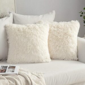 Housse de Coussin MIULEE en Fourrure Luxe - Décoration Douce pour Canapé et Lit