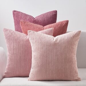 Housse de Coussin Rose Poudré 40x40 – Lot de 4 pour Déco Aesthetic Bohème