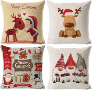 Housses de Coussin Noël 45x45cm en Lin et Coton - Décorez Votre Intérieur!