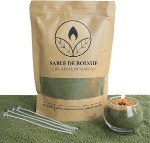 Kit Comforder Pour Bougies DIY : 400g de Perles de Cire + 4 Mèches Vert Mousse