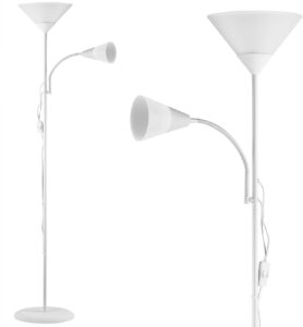 Lampadaire ‘Alissa’ Blanc 175 cm avec liseuse orientable pour salon et bureau