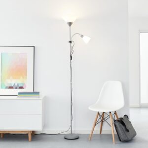 Lampadaire LED Plafonnier sobre 1,8m avec lumière chaude, interrupteur & ampoules incluses