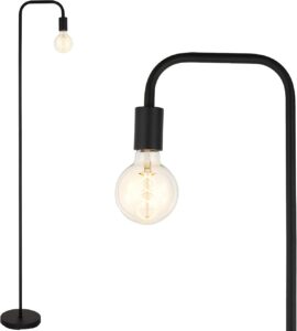 Lampadaire rétro incurvé en métal noir 165 cm avec interrupteur à pied – BBHome