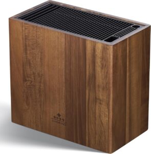 Porte Couteaux en Bois d'Acacia ENOKING : Bloc Universel avec Couvert et Plastique