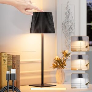 SKELO Lampe de Table Tactile Sans Fil – Intensité Variable, 3 Températures, IP54