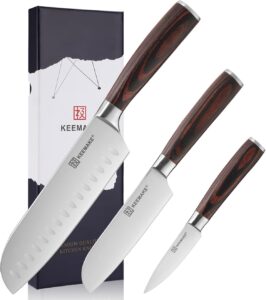 Set de Couteaux Cuisine Japonais 3 Pièces - Acier Inoxydable & Manche Pakkawood